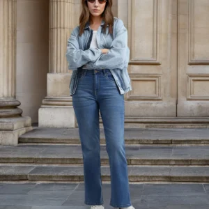 Women Jean Wide Leg High-Rise Highly Distressed Heavy Fade Stretchable Jeans