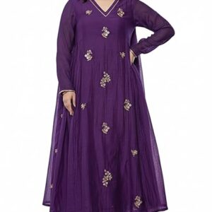KLOSIA Women Embroidery Solid Anarkali Kurta and Pant Set with Dupatta